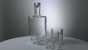 Video showcasing the OnTheRocks handblown glass decanter by Pittsburgh glass artist John Sharvin featured with handblown rocks glasses (not included)