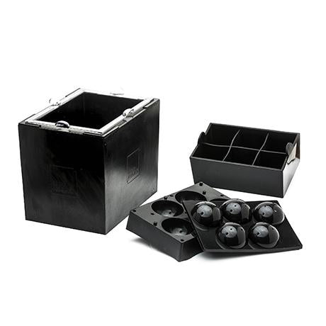 OnTheRocks IceBox featuring the sphere and cube tray to easily make large clear ice cubes and spheres