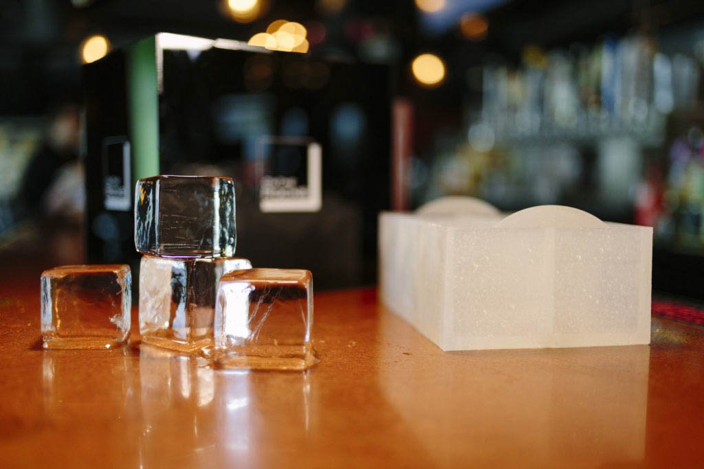 OnTheRocks IceBox including large clear ice cubes made easily at home