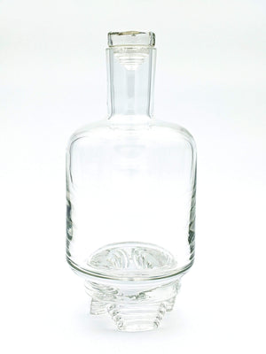 Handblown glass decanter with unique three leg layered base made by Pittsburgh glass artist John Sharvin perfect for your favorite bourbon, rum, gin, whiskey, vodka or your favorite spirit